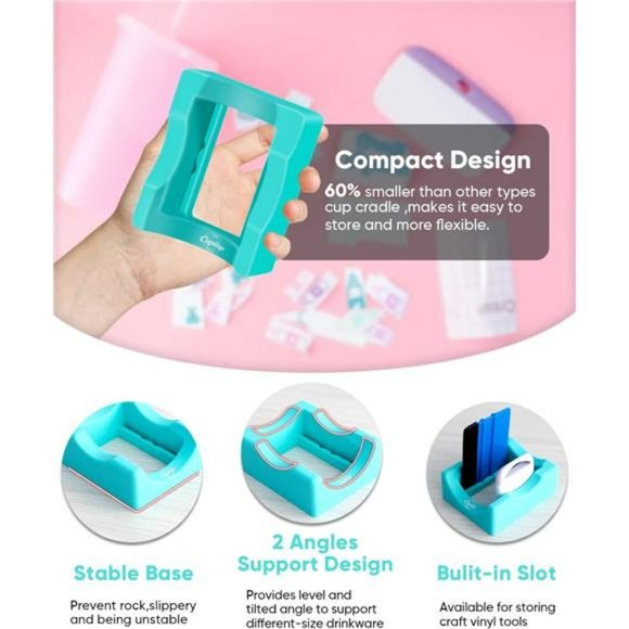 Small Silicone Cup Cradle with Built-in Slot for Crafting Tumblers - Picture 2 of 6